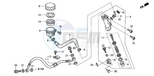 CB1300F1 CB1300SUPER FOUR drawing RR. BRAKE MASTER CYLINDER (CB1300/F/F1/S)