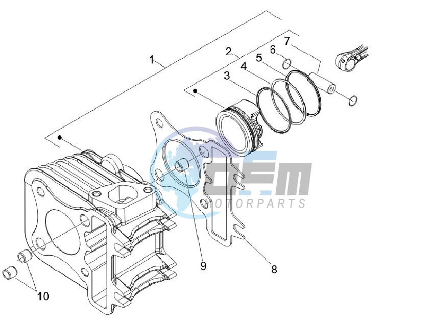 Cylinder - piston - wrist pin unit