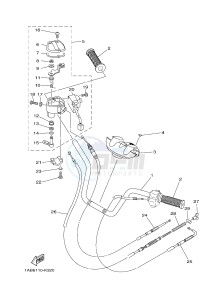 YFM350FWA GRIZZLY 350 4WD (1NSK) drawing STEERING HANDLE & CABLE