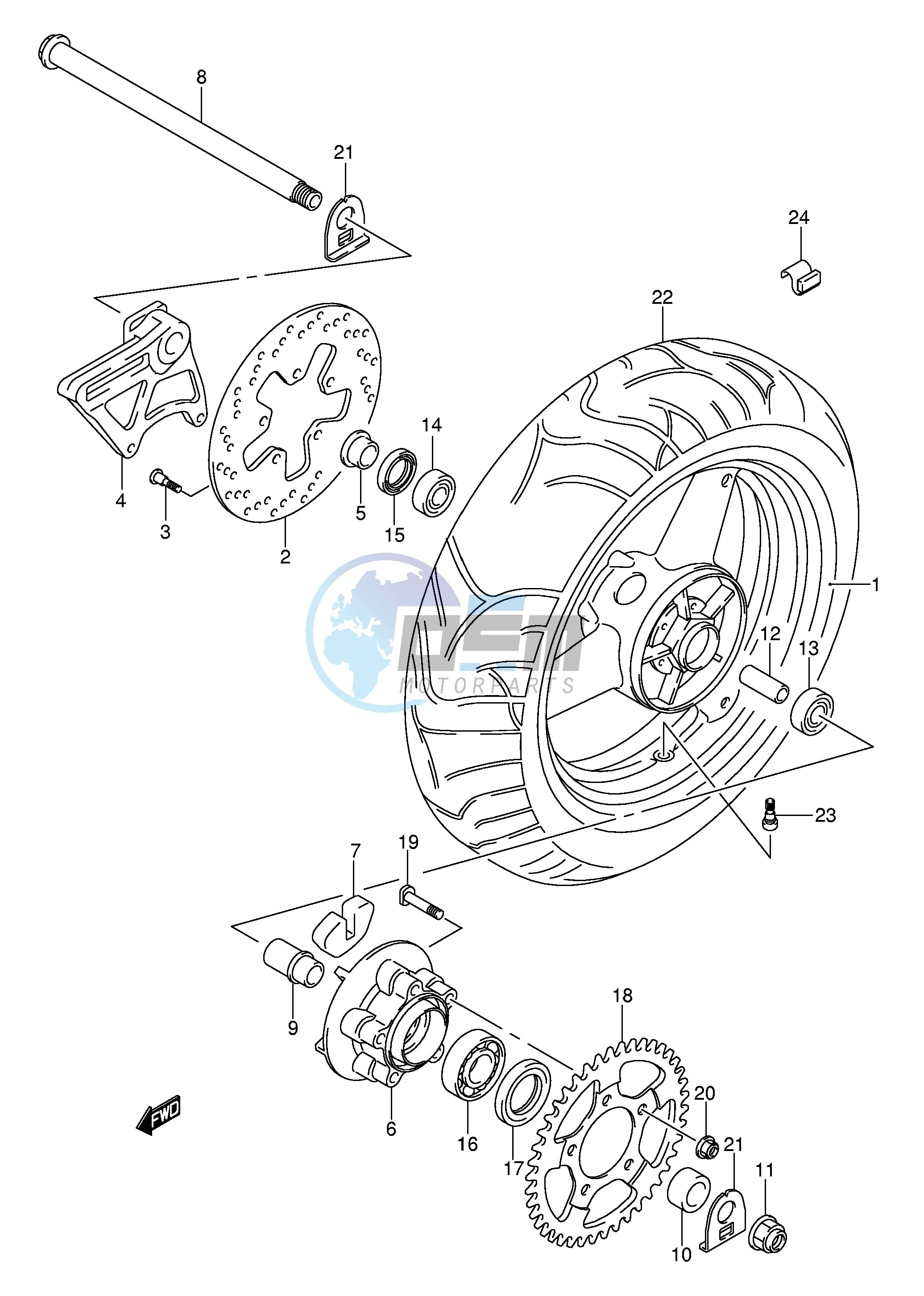 REAR WHEEL (GSF650K5 UK5 SK5 SUK5 K6 UK6 SK6 SUK6)