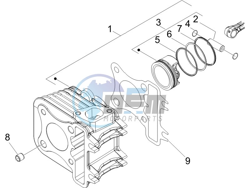 Cylinder-piston-wrist pin unit