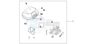 NT650V drawing TOP BOX 45L CARLENIAN RED