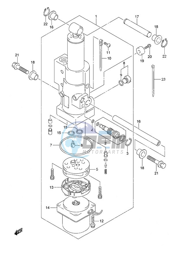 Tilt Cylinder Remote Control w/Power Tilt Tiller Handle w/Power Tilt