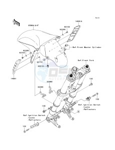 ZX 1400 A [NINJA ZX-14] (A6F-A7FA) A7FA drawing FRONT FENDER-- S- -