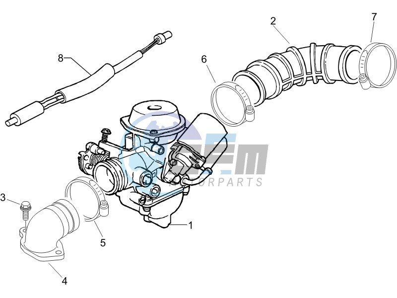 Carburettor assembly - Union pipe