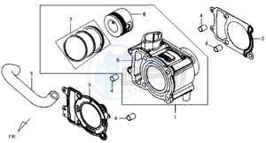 JOYRIDE 125 drawing CYLINDER MET PISTON / CYLINDER GASKETS TOP AND BOTTOM