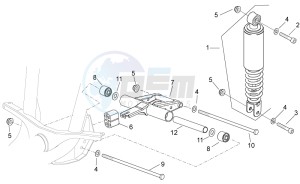 Scarabeo 50 2t e2 (eng. piaggio) drawing R.shock absorber-connect. Rod