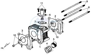 X'PRO 50 25KMH (L8) NL EURO4 drawing CYLINDER / TOP GASKET / LOWER GASKET