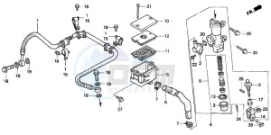 NTV650 drawing REAR BRAKE MASTER CYLINDER