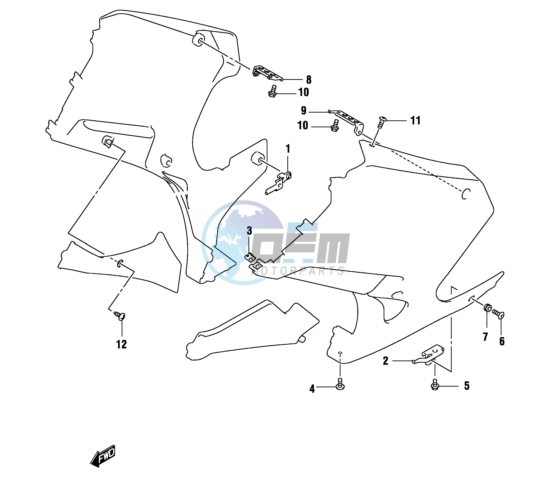 UNDER COWLING INSTALLATION PARTS (GS500FK4 FUK4)