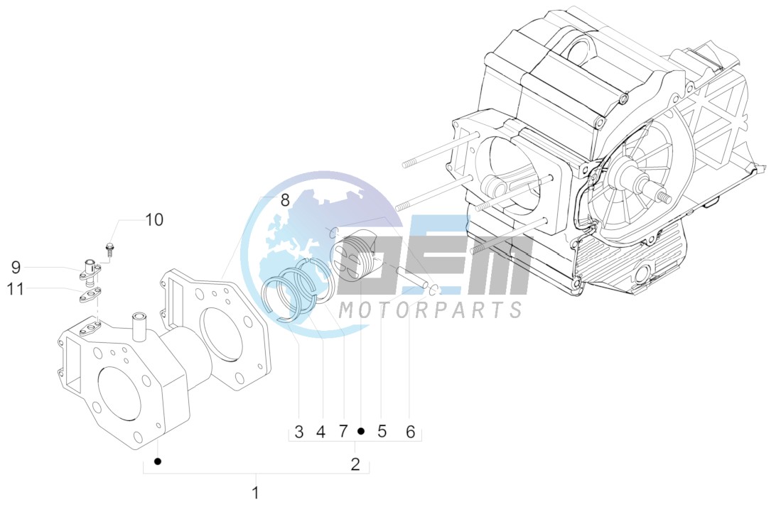 Cylinder-piston-wrist pin unit