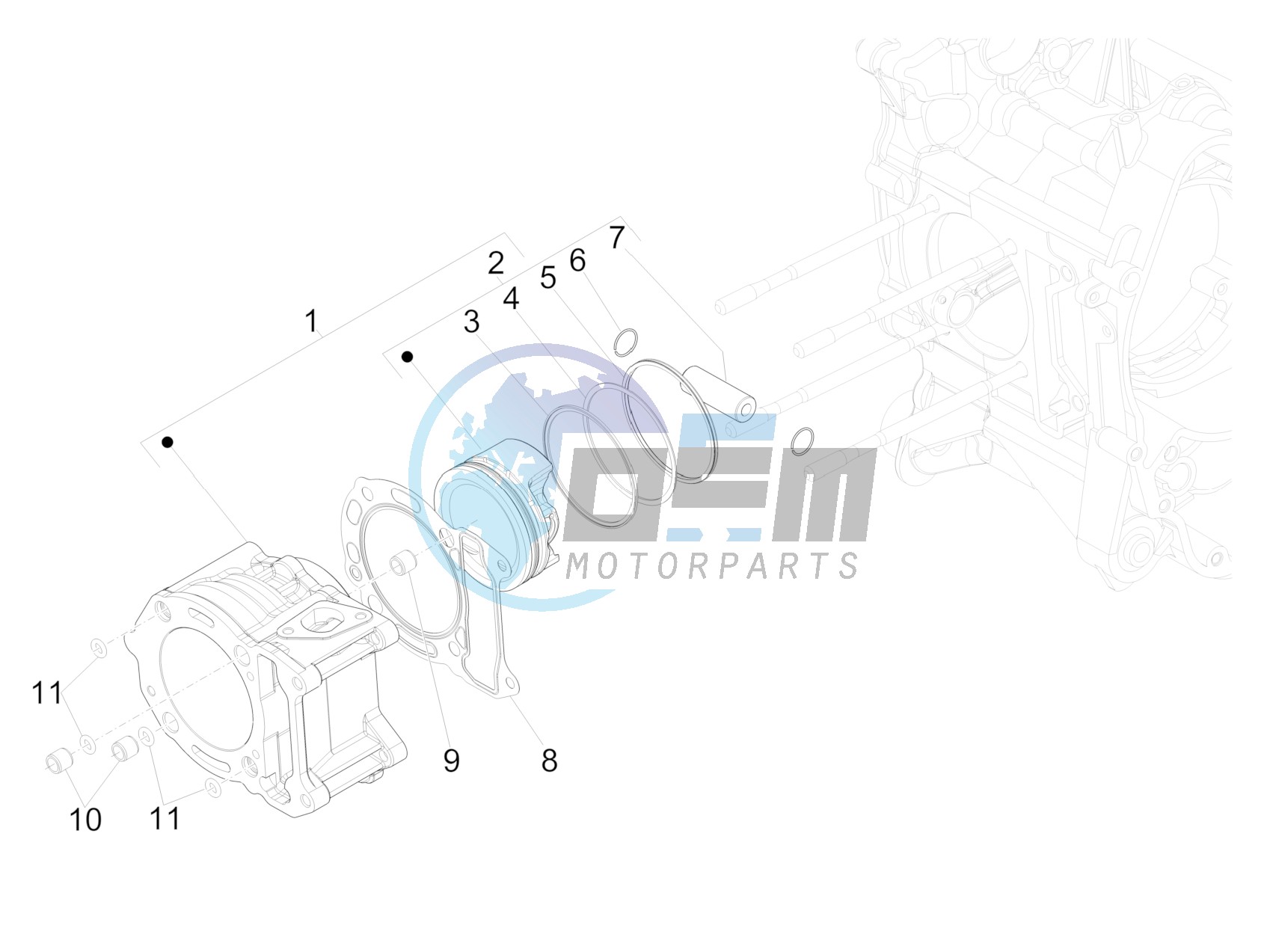 Cylinder-piston-wrist pin unit