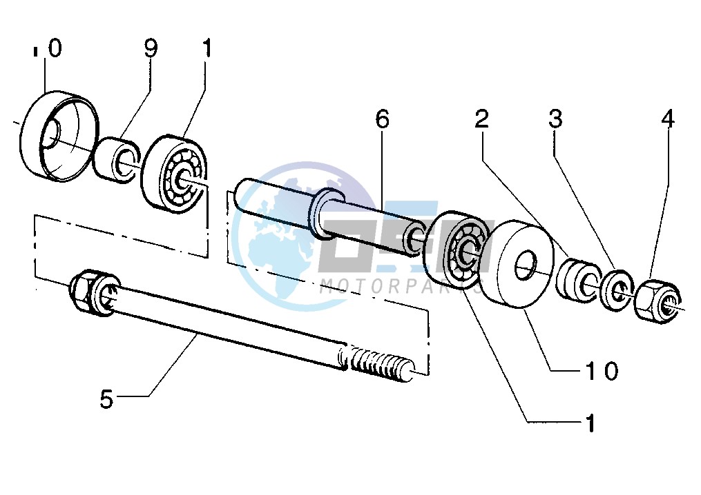 Front wheel axle, disc brake