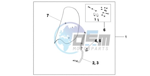 WINDSHIELD WITHOUT KNUCKLE VISOR