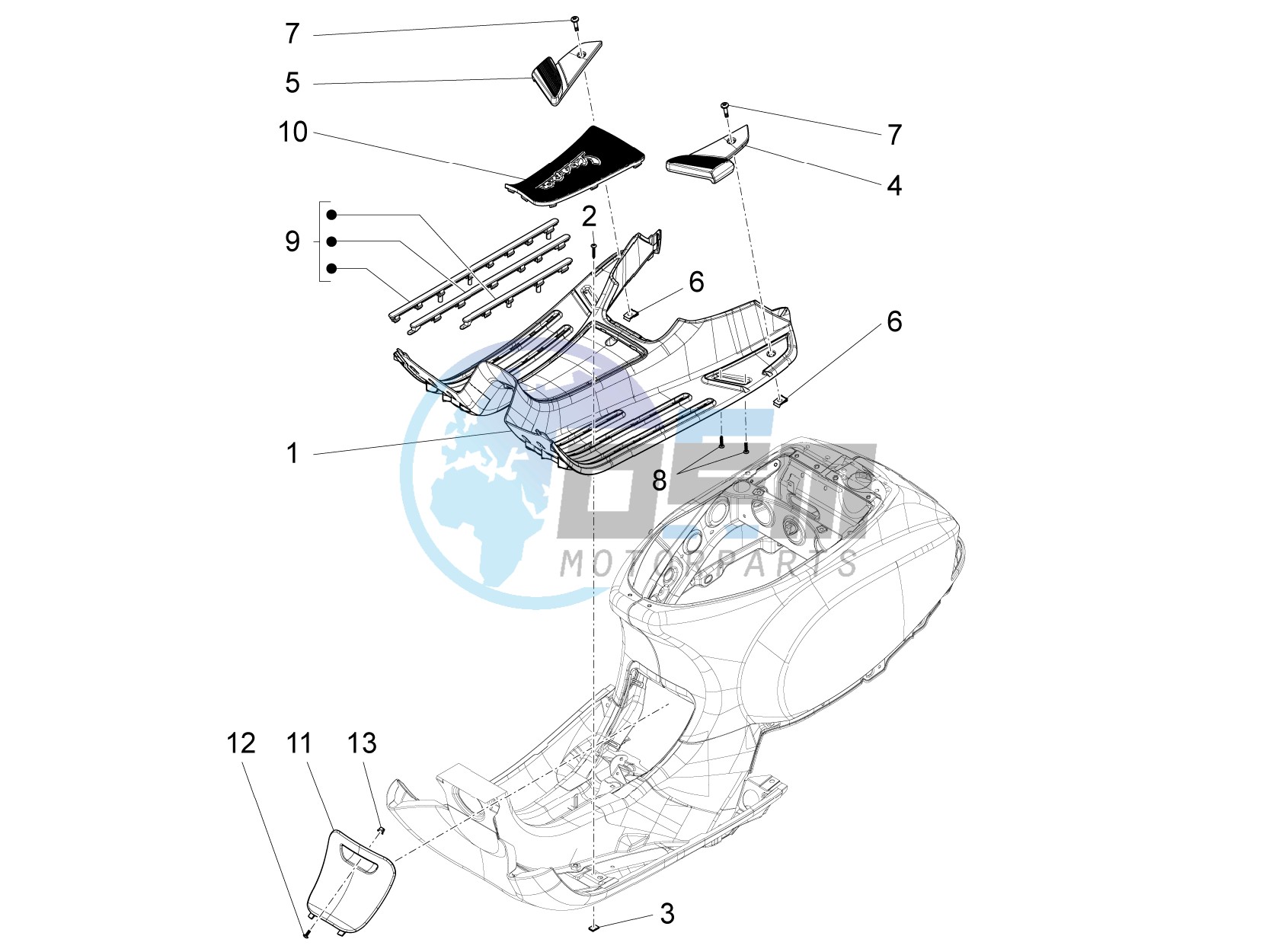 Central cover - Footrests