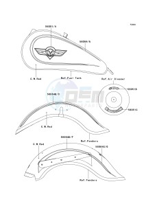 VN 800B [VULCAN 800 CLASSIC] (B6-B9) [VULCAN 800 CLASSIC] drawing DECALS-- C.W.RED- --- VN800-B6- -