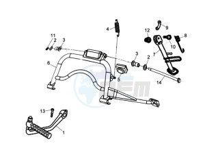 CELLO 125 drawing CENTRAL STAND - SIDE STAND - KICKSTARTER PEDAL