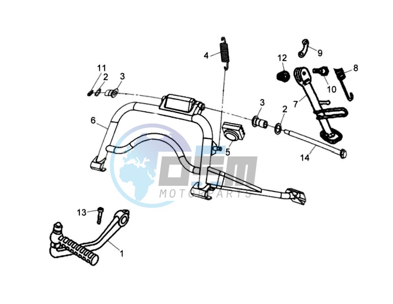 CENTRAL STAND - SIDE STAND - KICKSTARTER PEDAL