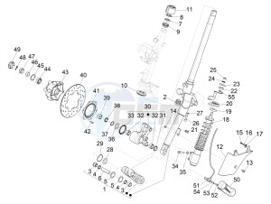 GTS 300 SUPER HPE 4T 4V IE ABS E4 (NAFTA) drawing Fork/steering tube - Steering bearing unit