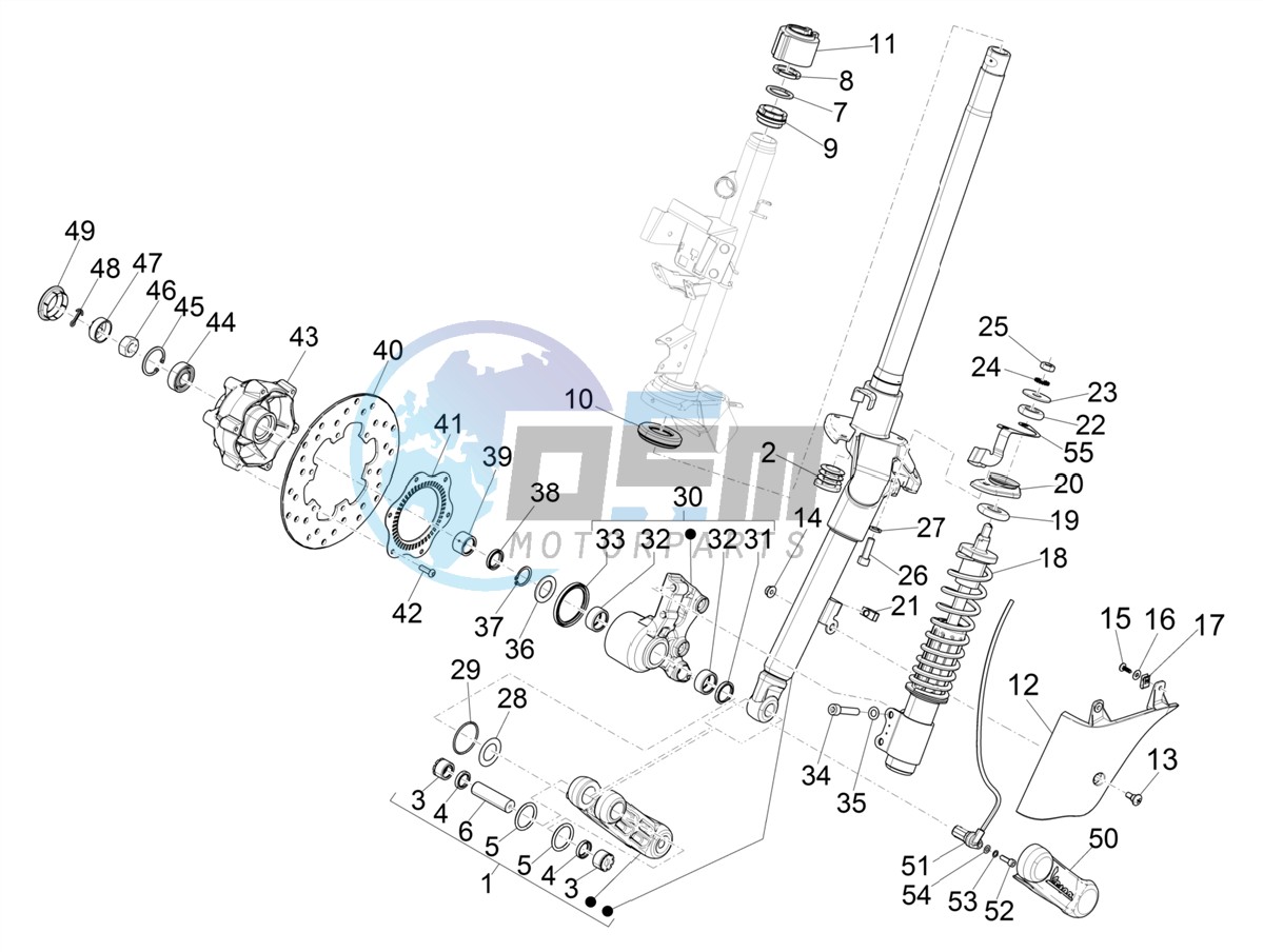 Fork/steering tube - Steering bearing unit