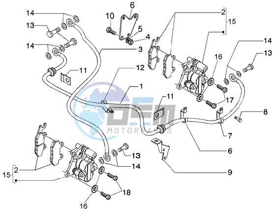 Brake calipers-brake pipes