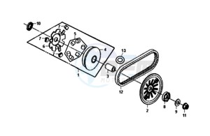 FIDDLE II 50 25KMH (L8) NL EURO4 drawing MOVABLE FLANGE / V-BELT