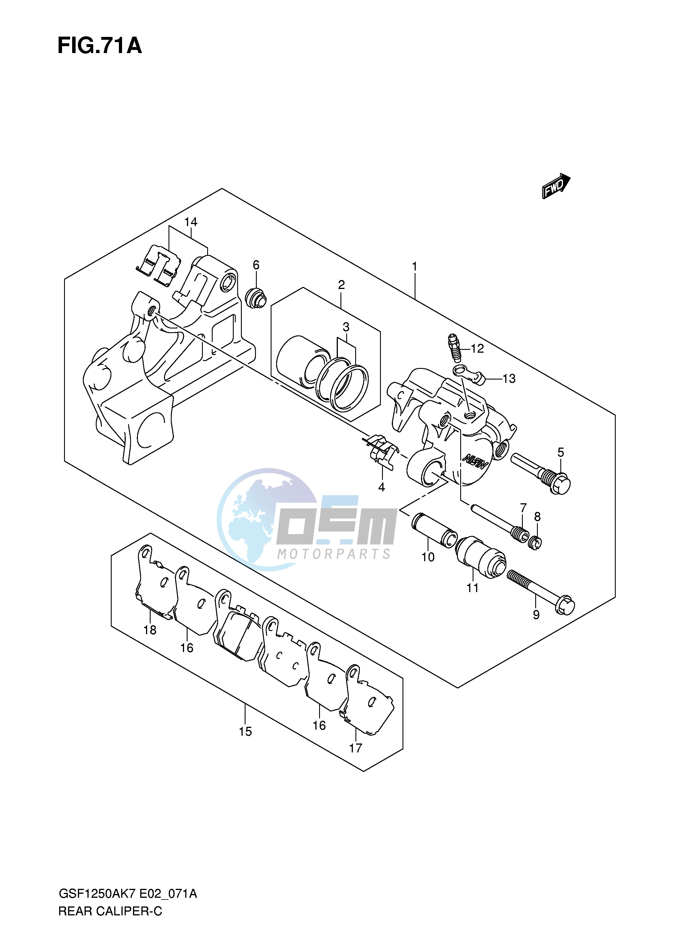 REAR CALIPER (GSF1250K7 SK7 K8 SK8 K9 SK9 SL0)