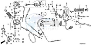 TRX500FAA Australia - (U) drawing HANDLE LEVER/SWITCH/CABLE