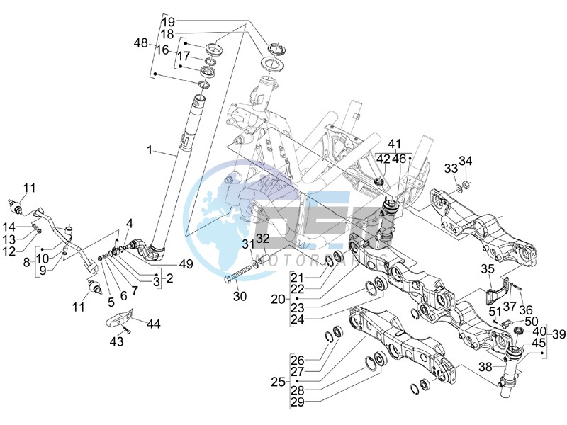 Fork steering tube - Steering bearing unit