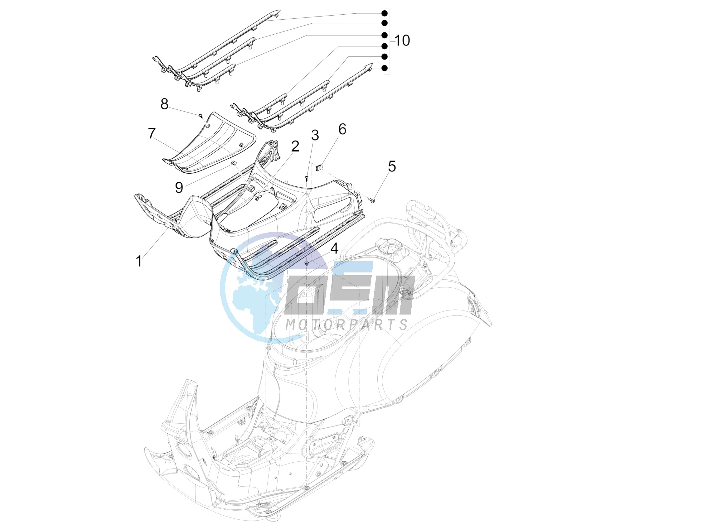 Central cover - Footrests