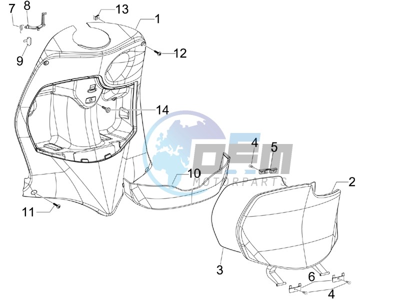 Front glove-box - Knee-guard panel