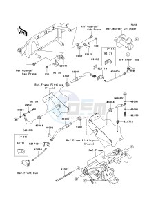 KAF 400 B [MULE 600] (B6F-B9F) B9F drawing FRONT BRAKE PIPING