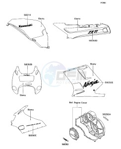 ZX 1100 C [NINJA ZX-11] (C1-C4) [NINJA ZX-11] drawing DECAL-- EBONY- --- ZX1100-C3_C4- -