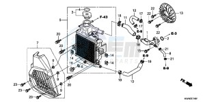 WW125D PCX125 - WW125 UK - (E) drawing RADIATOR ( WW125EX2C/ EX2D/ EX2E/ D)