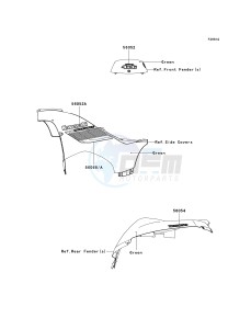 KVF 650 F [BRUTE FORCE 650 4X4I] (F6F-F9F ) F8F drawing DECALS-- GREEN- --- F8F- -