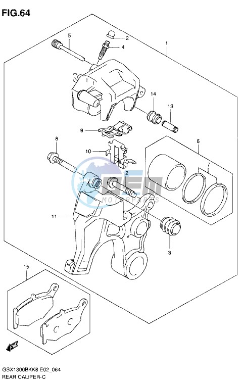 REAR CALIPER (GSX1300BKK8/U2K8/K9/UFK9/L0/UFL0)