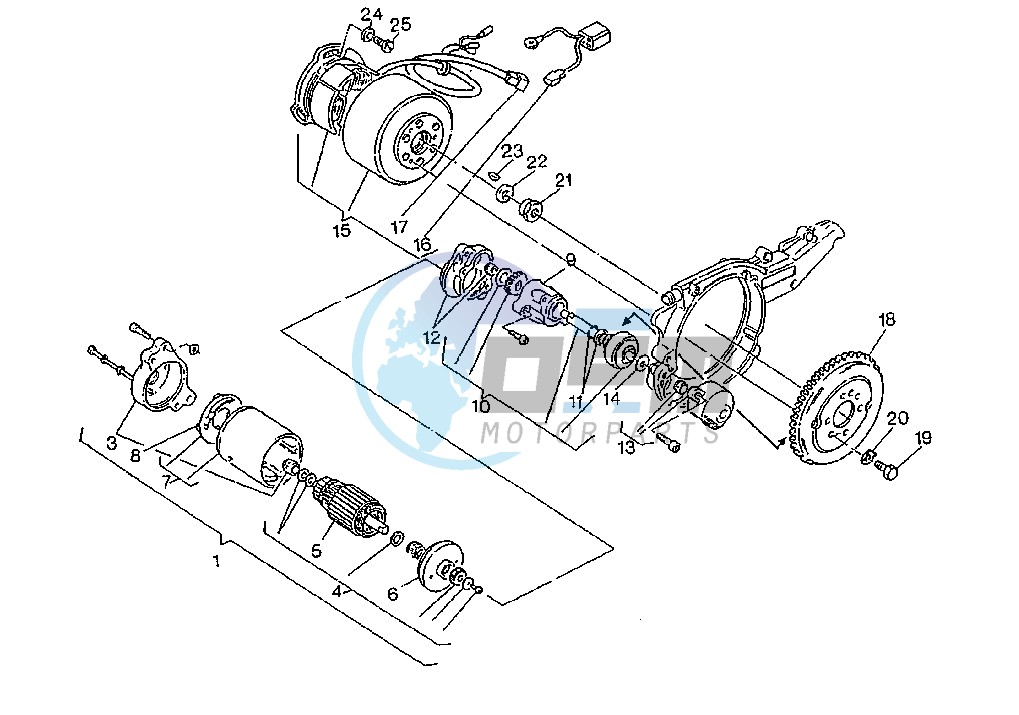 FLYWHEEL STARTING MOTOR SJCE