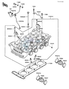 ZX 900 A [NINJA] (A1-A2) NINJA 900 drawing CYLINDER HEAD -- -E_NO. 030893- -