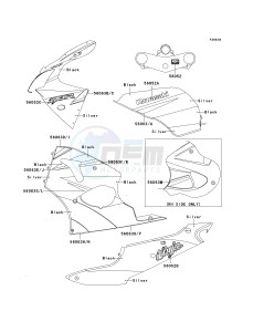 ZX 600 J [NINJA ZX-6R] (J1-J3) [NINJA ZX-6R] drawing DECALS-- SILVER_BLACK- --- CN- --- ZX600-J1- -