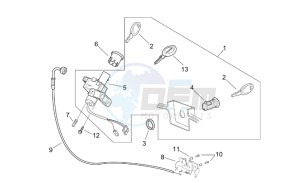 Scarabeo 125-150-200 (eng. Rotax) drawing Lock hardware kit