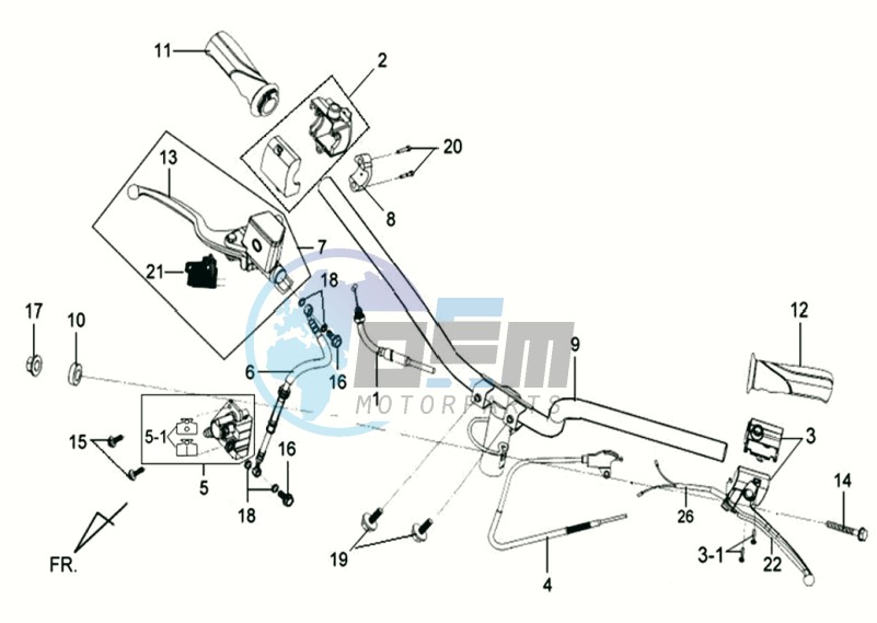 HANDLEBAR / BRAKE LEVERS CPL  L /R