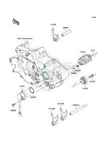 KLX450R KLX450A9F EU drawing Gear Change Drum/Shift Fork(s)