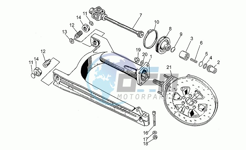 Swing arm-rear wh., alloy