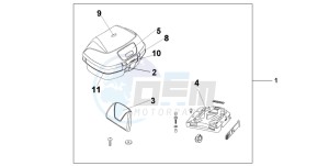 FJS400D SILVER WING drawing 45 L TOP BOX SEAL SILVER METALLIC