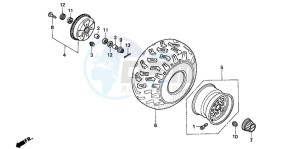 TRX200D FOURTRAX drawing FRONT WHEEL