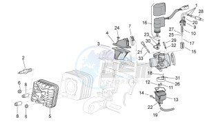 Scarabeo 50 2t e2 (eng. piaggio) drawing Cylinder head - Carburettor