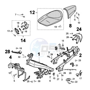 JETFORCE 50 R DARK SIDE drawing FRAME AND SADDLE