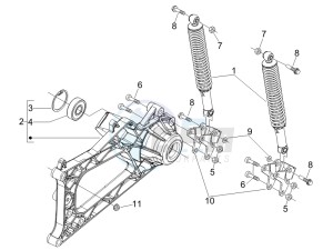 MP3 400 ie (USA) USA drawing Rear suspension - Shock absorbers