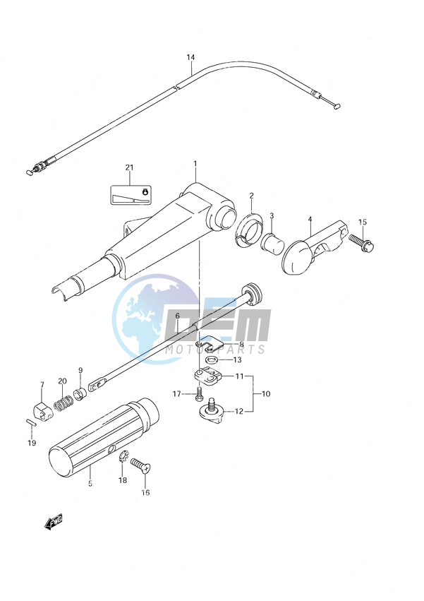 Tiller Handle Non-Remote Control