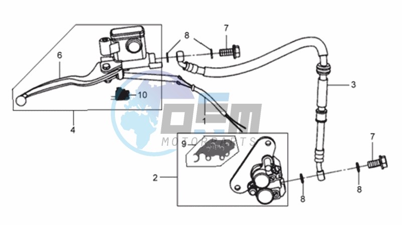 VOORBRAKE CALIPER / BRAKE LEVER /BRAKE LINES